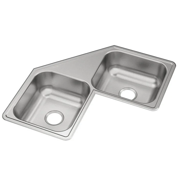 Kitchen Sink Dayton 32 x 32 Inch Double Bowl Equal Corner Elite Satin Corner