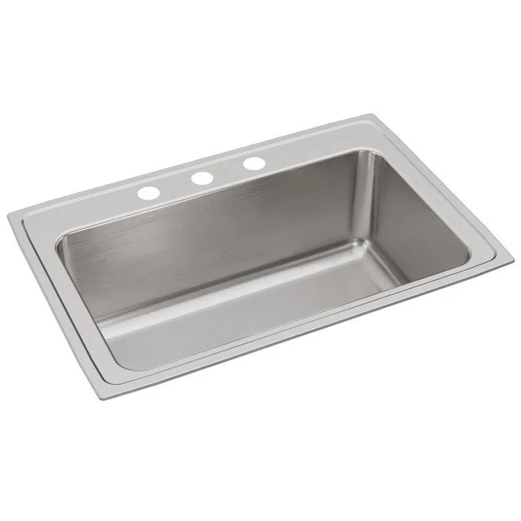 Kitchen Sink Lustertone Classic 33 x 22 Inch Single Bowl 3 Hole Lustrous Satin Drop-In 11-5/8 Inch