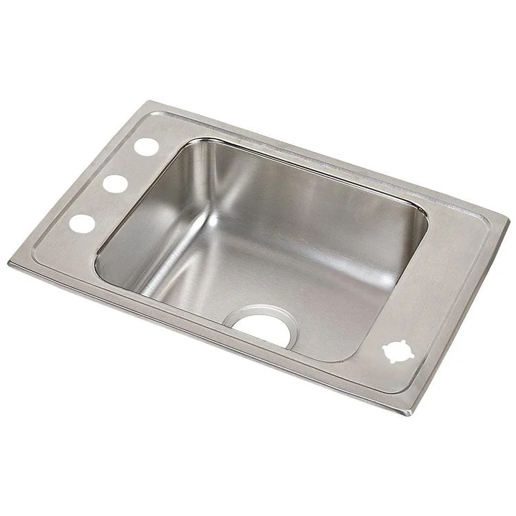 Classroom Sink Lustertone 25 x 17 Inch Single Bowl ADA 2 Hole Lustrous Satin Drop-In Minimum Cabinet Size 30 Inch 4-1/2 Inch 18 Gauge Bottom Only Pads 64090012 Mounting Hardware Included for Countertops Up to 3/4IN