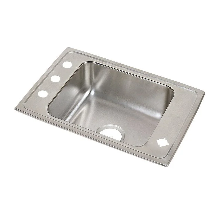 Classroom Sink Lustertone 25 x 17 Inch Single Bowl ADA 2FRM Hole Lustrous Satin Drop-In Minimum Cabinet Size 30 Inch 5 Inch 18 Gauge Bottom Only Pads 64090012 Mounting Hardware Included for Countertops Up to 3/4IN