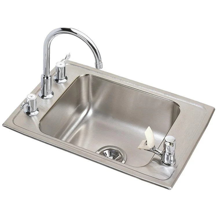 Classroom Sink Lustertone 25 x 17 x 6-1/2 Inch 6-3/8 Inch Kit 1 Bowl ADA 4 Hole Lustrous Satin Drop-In 30 Inch