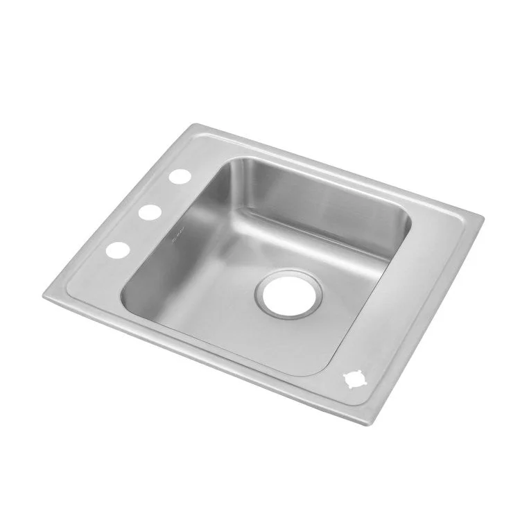 Classroom Sink Lustertone 25 x 22 Inch Single Bowl ADA 2FRM Hole Lustrous Satin Drop-In Minimum Cabinet Size 30 Inch 4 Inch 18 Gauge Bottom Only Pads 64090012 Mounting Hardware Included for Countertops Up to 3/4IN