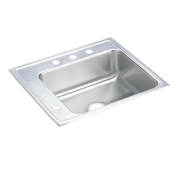 Classroom Sink Lustertone 25 x 22 Inch Single Bowl ADA Left 2 Hole Lustrous Satin Drop-In Minimum Cabinet Size 30 Inch 4 Inch 18 Gauge Bottom Only Pads 64090012 Mounting Hardware Included for Countertops Up to 3/4IN