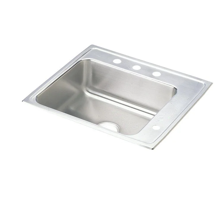 Classroom Sink Lustertone 25 x 22 Inch Single Bowl ADA Right 2 Hole Lustrous Satin Drop-In Minimum Cabinet Size 30 Inch 4 Inch 18 Gauge Bottom Only Pads 64090012 Mounting Hardware Included for Countertops Up to 3/4IN