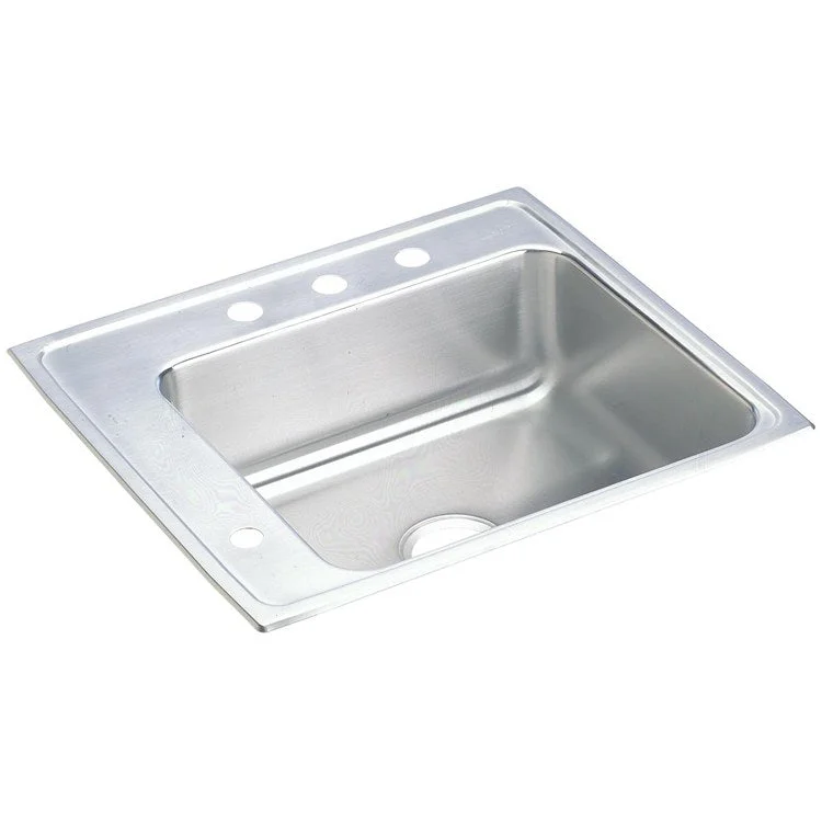 Classroom Sink Lustertone 25 x 22 Inch Single Bowl ADA Left 4 Hole Lustrous Satin Drop-In Minimum Cabinet Size 30 Inch 5 Inch 18 Gauge Bottom Only Pads 64090012 Mounting Hardware Included for Countertops Up to 3/4IN