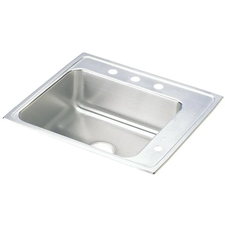 Classroom Sink Lustertone 25 x 22 Inch Single Bowl ADA Right 2 Hole Lustrous Satin Drop-In Minimum Cabinet Size 30 Inch 5-1/2 Inch 18 Gauge Bottom Only Pads 64090012 Mounting Hardware Included for Countertops Up to 3/4IN