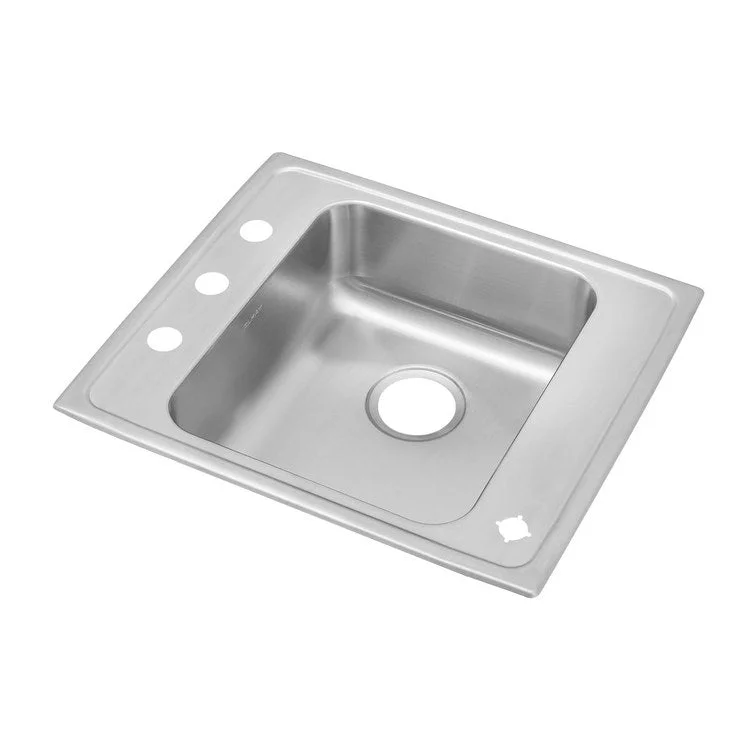 Classroom Sink Lustertone 25 x 22 Inch Single Bowl ADA Lustrous Satin Drop-In Minimum Cabinet Size 30 Inch 6-1/2 Inch 18 Gauge Bottom Only Pads 64090012 Mounting Hardware Included for Countertops Up to 3/4IN