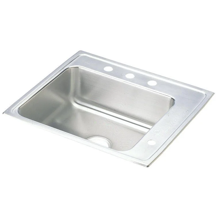 Lustertone Classic 25" Single Bowl Stainless Steel Drop-In ADA Classroom Sink with 4 Holes