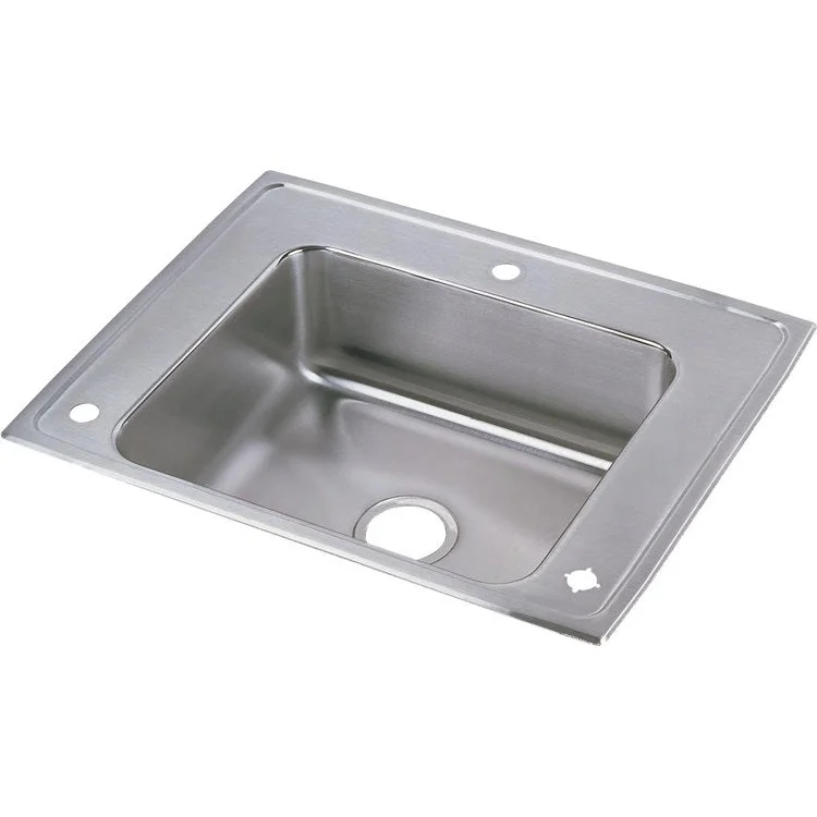 Classroom Sink Lustertone 28 x 22 Inch Single Bowl ADA Lustrous Satin Drop-In Minimum Cabinet Size 33 Inch 6-1/2 Inch 18 Gauge Bottom Only Pads 64090014 Mounting Hardware Included for Countertops Up to 3/4IN