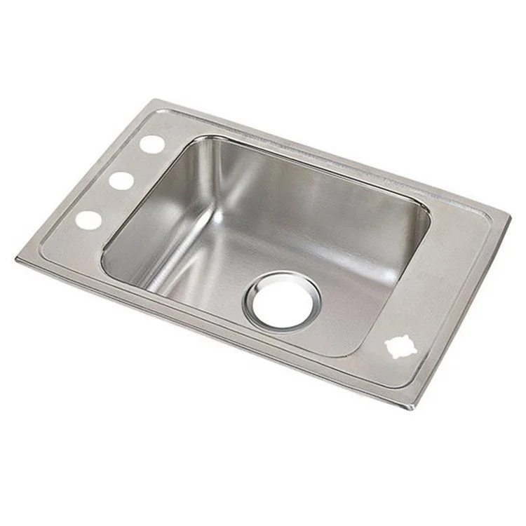 Classroom Sink Lustertone 31 x 19.5 Inch Single Bowl ADA Lustrous Satin Drop-In Minimum Cabinet Size 36 Inch 4 Inch 18 Gauge Bottom Only Pads 64090014 Mounting Hardware Included for Countertops Up to 3/4IN