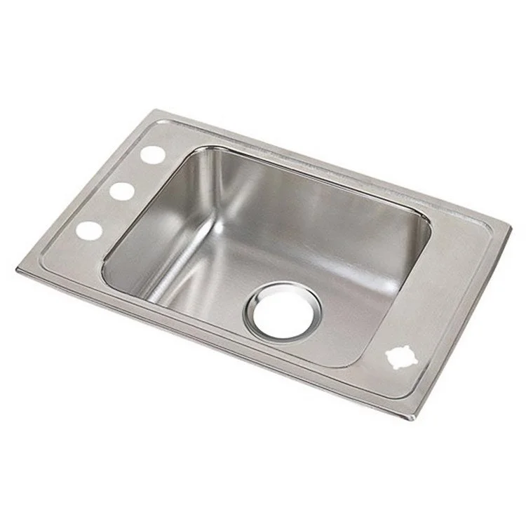 Classroom Sink Lustertone 31 x 19.5 Inch Single Bowl ADA Lustrous Satin Drop-In Minimum Cabinet Size 36 Inch 6 Inch 18 Gauge Bottom Only Pads 64090014 Mounting Hardware Included for Countertops Up to 3/4IN