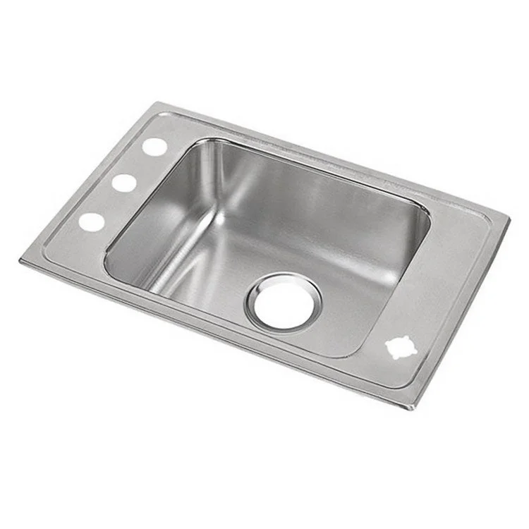 Classroom Sink Lustertone 31 x 19.5 Inch Single Bowl ADA Lustrous Satin Drop-In Minimum Cabinet Size 36 Inch 6-1/2 Inch 18 Gauge Bottom Only Pads 64090014 Mounting Hardware Included for Countertops Up to 3/4IN