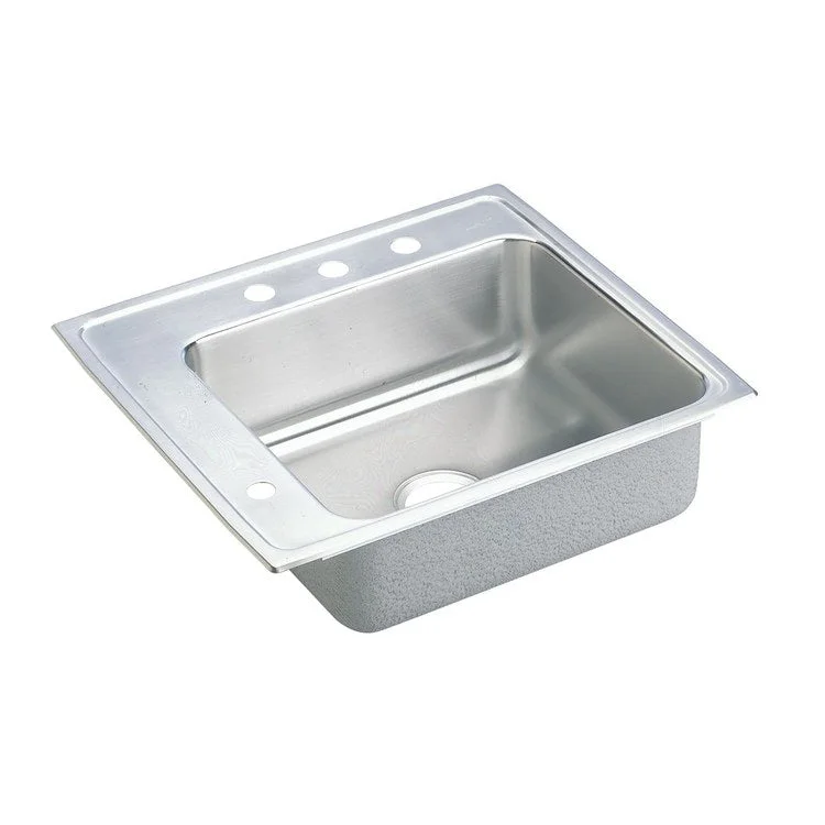 Classroom Sink Lustertone 22 x 19.5 Inch Single Bowl ADA Rectangular Left 2 Hole Lustrous Satin Drop-In Minimum Cabinet Size 27 Inch 6 Inch Quick Clip Mounting System 18 Gauge Bottom Only Pads