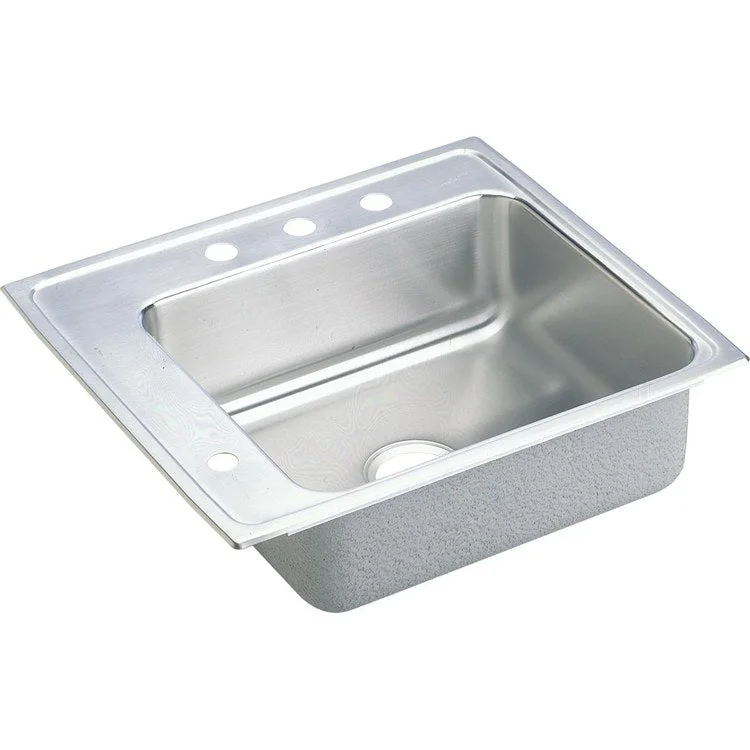 Classroom Sink Lustertone 22 x 19-1/2 x 6-1/2 Inch 6-3/8 Inch 1 Bowl ADA Left 2 Hole Lustrous Highlighted Satin Top Mount 27 Inch Quick Clip Mounting System