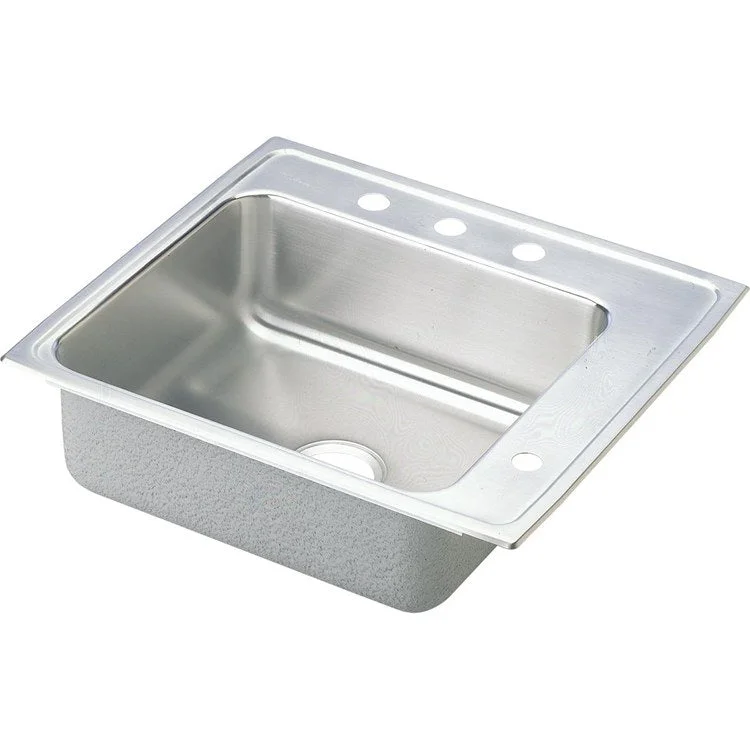 Classroom Sink Lustertone 22 x 19.5 Inch Single Bowl ADA Right 4 Hole Lustrous Satin Drop-In Minimum Cabinet Size 27 Inch 6-1/2 Inch Quick Clip Mounting System 18 Gauge Bottom Only Pads Mounting Hardware Included for Up to 3/4IN Countertop