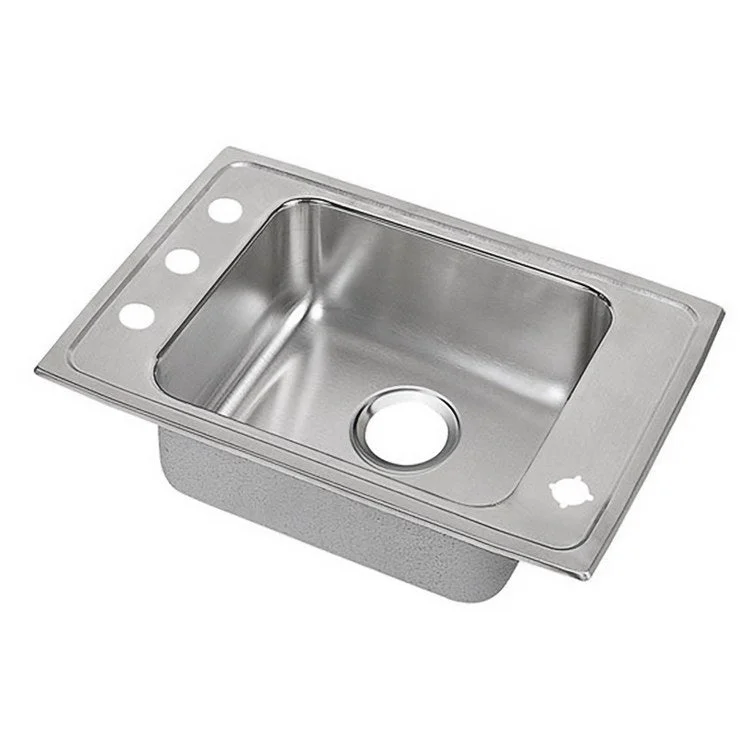 Classroom Sink Lustertone 25 x 17 Inch Single Bowl ADA Lustrous Satin Drop-In Minimum Cabinet Size 30 Inch 4-1/2 Inch Quick Clip Mounting System 18 Gauge Bottom Only Pads Mounting Hardware Included for Up to 3/4IN Countertop