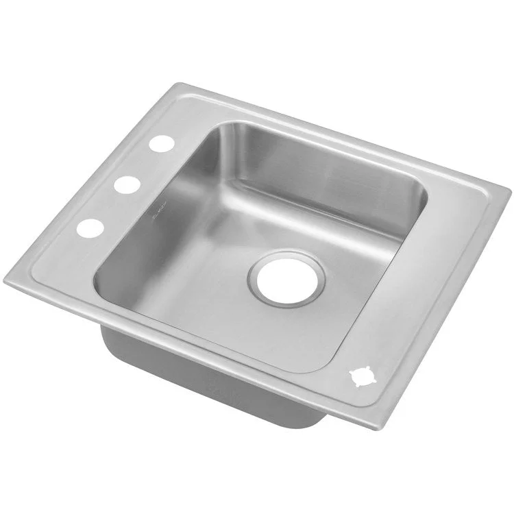 Classroom Sink Lustertone 25 x 22 Inch Single Bowl ADA 4 Hole Lustrous Satin Drop-In Minimum Cabinet Size 30 Inch 4-1/2 Inch Quick Clip Mounting System 18 Gauge Bottom Pads Only Mounting Hardware Included for Up to 3/4IN Countertop