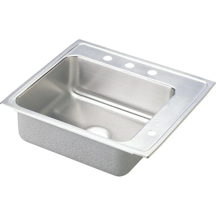 Classroom Sink Lustertone 25 x 22 Inch Single Bowl ADA Right 2 Hole Lustrous Satin Drop-In Minimum Cabinet Size 30 Inch 6-1/2 Inch Quick Clip Mounting System 18 Gauge Bottom Pads Only Mounting Hardware Included for Up to 3/4IN Countertop