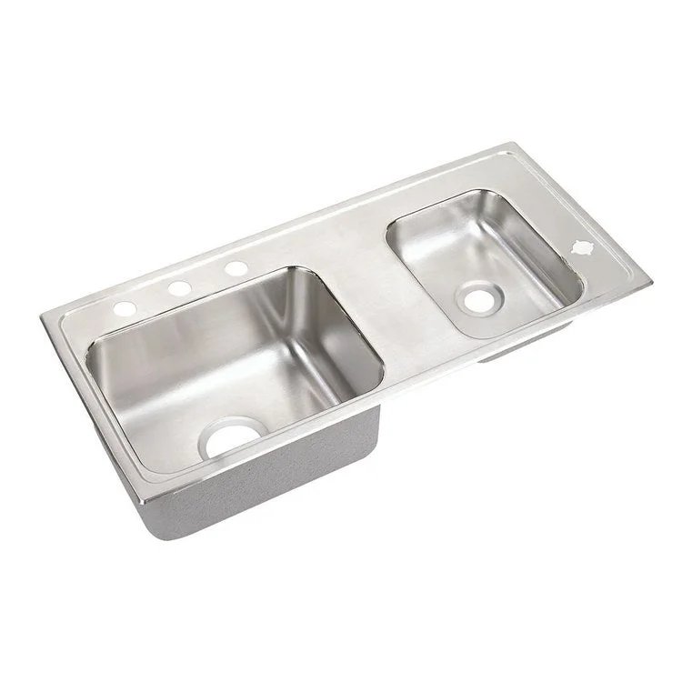 Classroom Sink Lustertone 37.25 x 17 Inch Double Bowl ADA Right Lustrous Satin Drop-In Minimum Cabinet Size 42 Inch 5 Inch 18 Gauge Bottom Only Pads Mounting Hardware Included for Countertops Up to 3/4IN