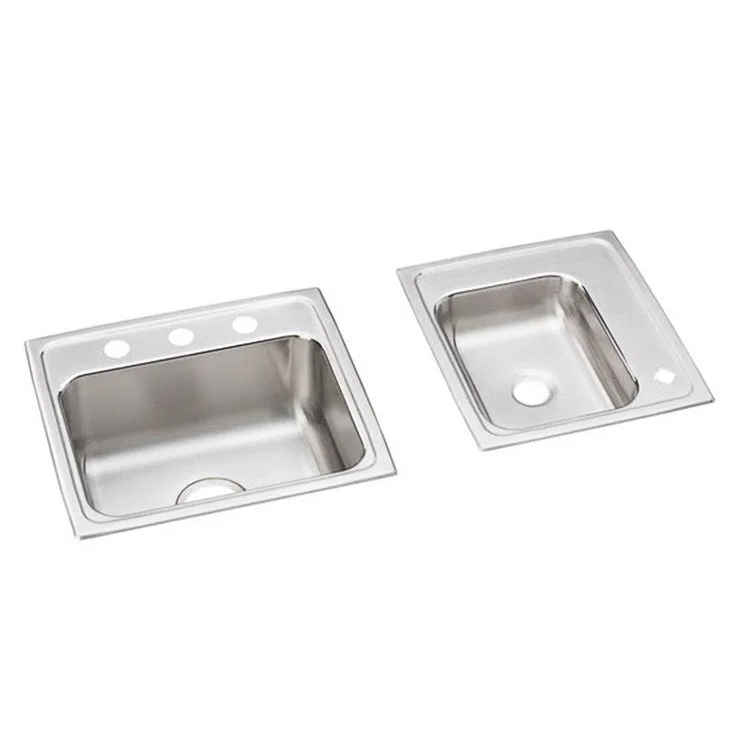 Classroom Sink Lustertone 34 x 17 Inch Double Bowl Right 4 Hole Lustrous Satin Drop-In Minimum Cabinet Size 42 Inch 7-5/8 Inch 18 Gauge Bottom Only Pads 64090008 Mounting Hardware for Countertops Up to 3/4IN