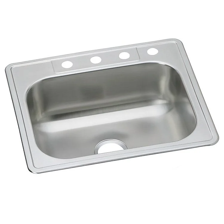 Kitchen Sink Dayton 33 x 22 Inch Single Bowl Equal Elite Satin Drop-In Drain Location Center Multiple of 40 Bottom Only Pads