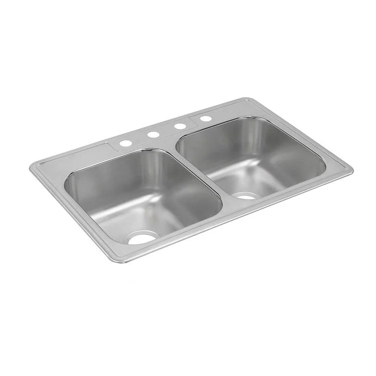 Kitchen Sink Dayton 33 x 22 Inch Double Bowl Equal 5 Hole Satin Drop-In 8-1/5 Inch