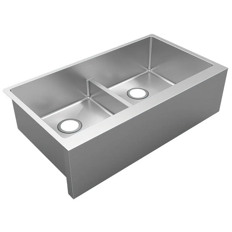 Kitchen Sink Crosstown 36 x 20.25 Inch Double Bowl Equal Tall with Aqua Divide Polished Satin Farmhouse