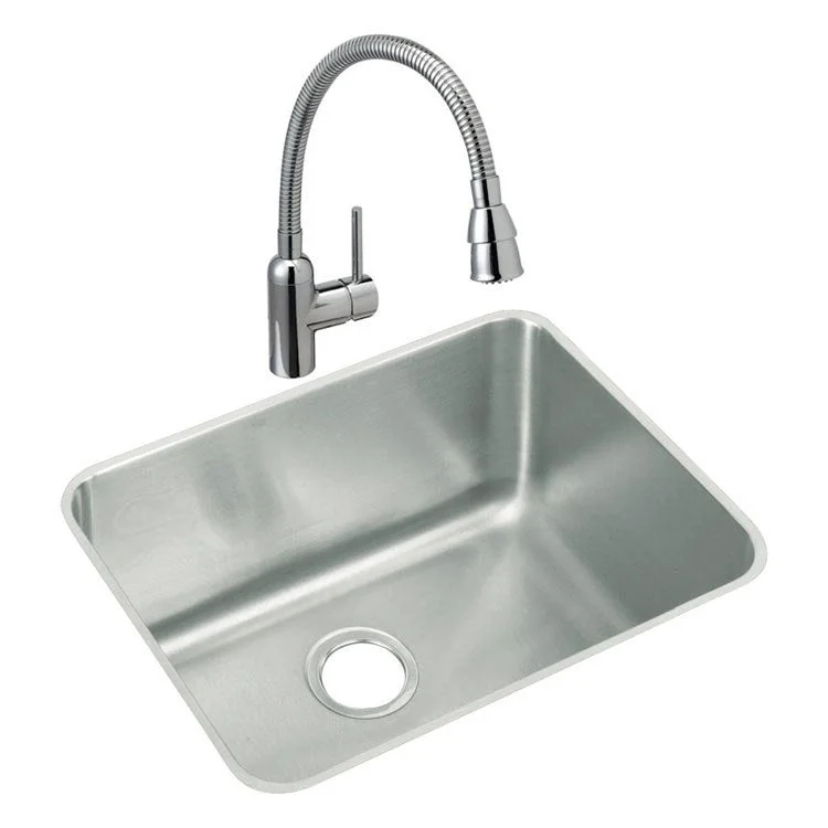 Lustertone 23-1/2" Single Bowl Stainless Steel Undermount Laundry Kitchen Sink with Faucet