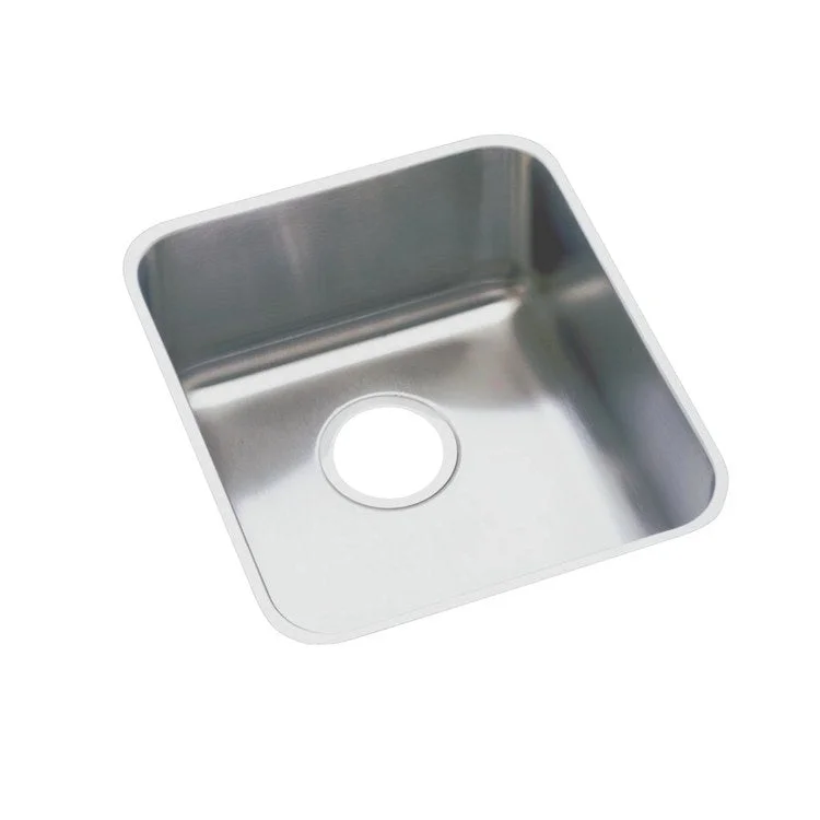 Kitchen Sink Lustertone Classic 18.5 x 18.5 Inch Single Bowl ADA Lustrous Satin Undermount Square Drain Location Rear Center Depth 4-3/8 Inch Bottom Only Pads