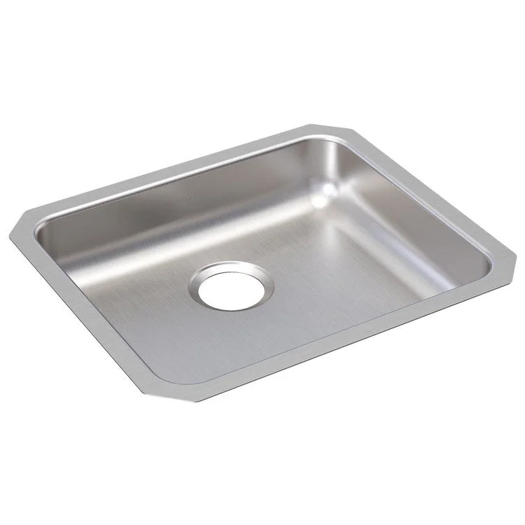 Kitchen Sink Lustertone Classic 21.5 x 18.5 Inch Single Bowl ADA Lustrous Satin Undermount Rectangle Drain Location Rear Center Depth 4-3/8 Inch Bottom Only Pads