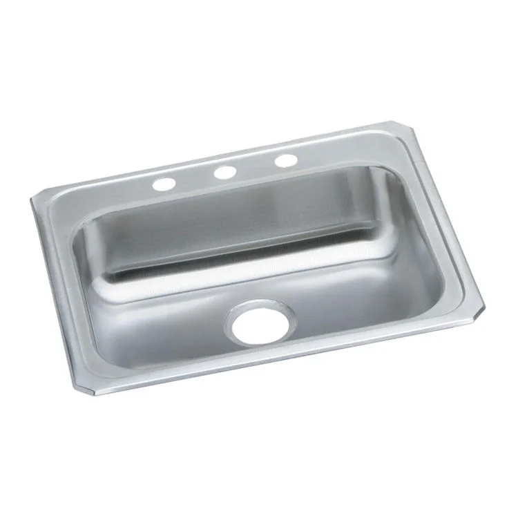 Gourmet Celebrity 25" Single Bowl Stainless Steel Drop-In Kitchen Sink with 3 Holes