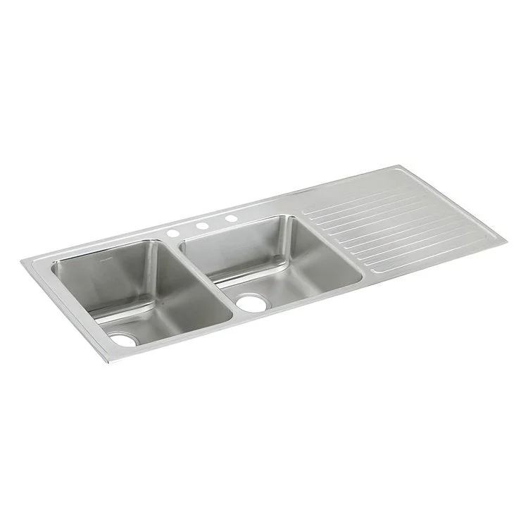 Kitchen Sink Lustertone Classic 54 x 22 Inch Double Bowl Offset with Right Drain Board Lustrous Satin Drop-In