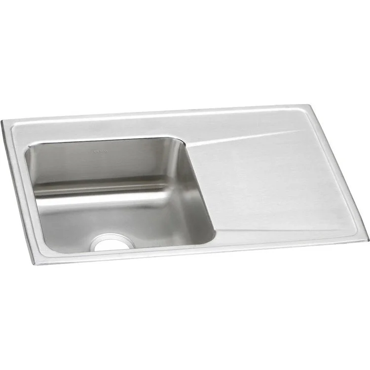 Kitchen Sink Lustertone Classic 33 x 22 Inch Single Bowl with Right Drainboard Lustrous Satin Drop-In