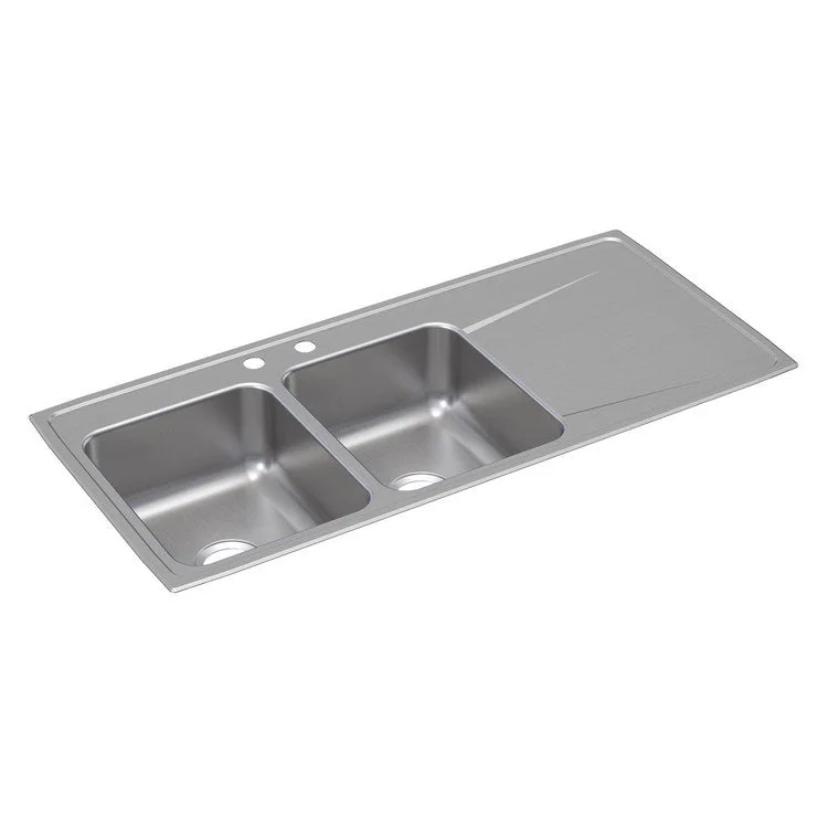 Kitchen Sink Lustertone Classic 48 x 22 Inch Double Bowl Equal with Right Drainboard MR2 Hole Lustrous Satin Drop-In