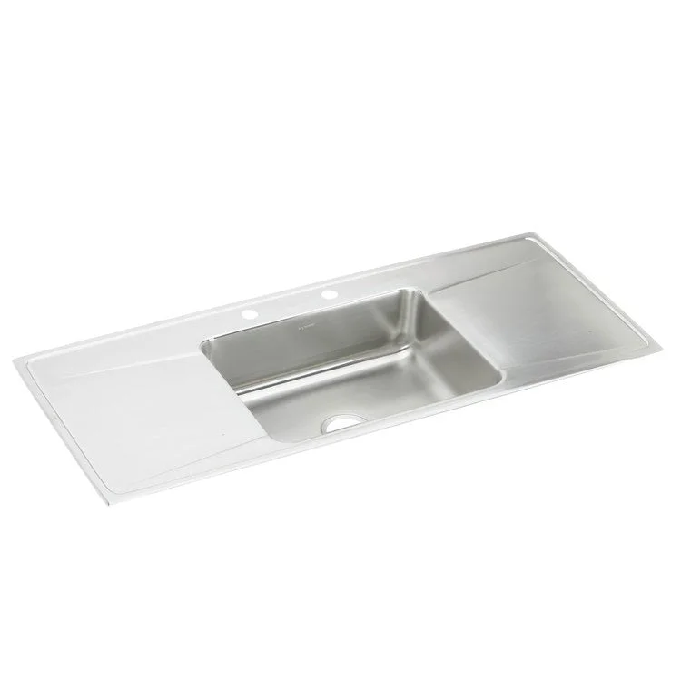 Kitchen Sink Lustertone Classic 54 x 22 Inch Single Bowl 2 Hole Lustrous Highlighted Satin Top Mount