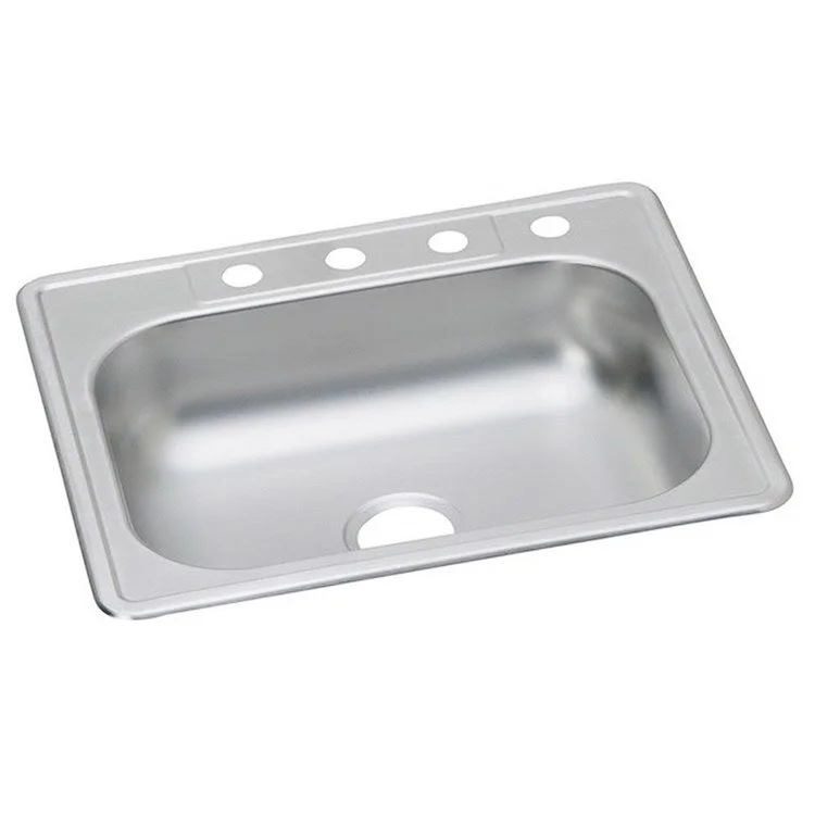 Kitchen Sink Dayton 25 x 22 Inch Single Bowl 5 Hole ADA Satin Top Mount Rectangle Drain Location Center Depth 6 Inch Multiple of 10 Bottom Only Spray