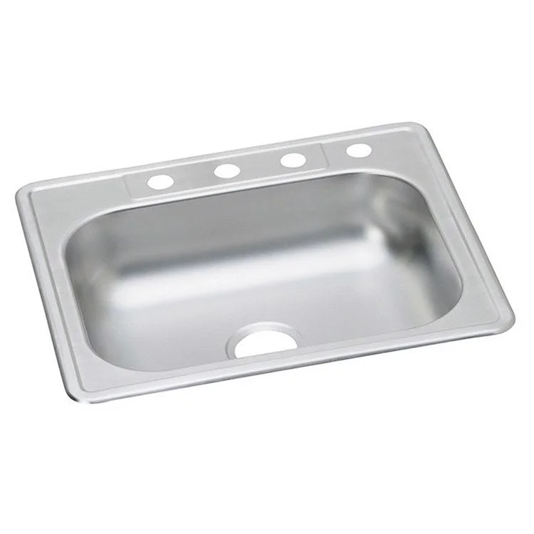 Kitchen Sink Dayton 25 x 22 Inch Single Bowl 5 Hole ADA Satin Top Mount Rectangle Drain Location Center Depth 6 Inch Multiple of 50 Bottom Only Spray