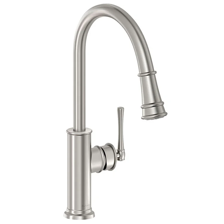 Kitchen Faucet Explore Deck Mount 1 Lever ADA Lustrous Steel Pull Down Spray 1 Hole Spout Height 17-7/8 Inch