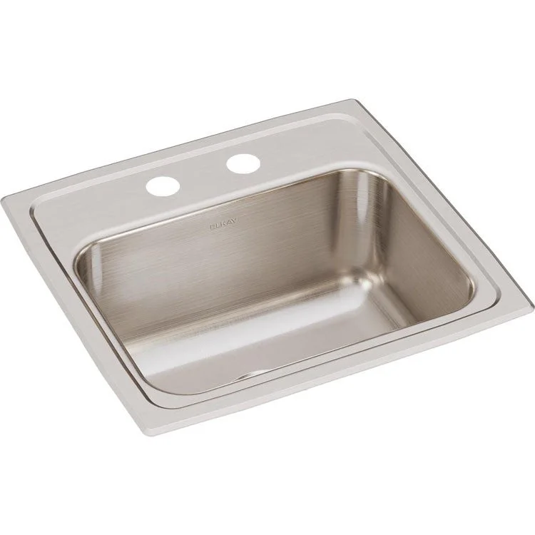 Lustertone Classic 17" Single Bowl Stainless Steel Drop-In Kitchen Sink with 2 Holes