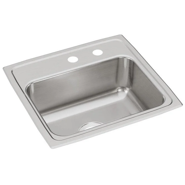 Kitchen Sink Lustertone Classic 19 x 18 Inch Single Bowl MR2 Hole Lustrous Satin Drop-In Stainless Steel Drain Location Center Bottom Only Pads