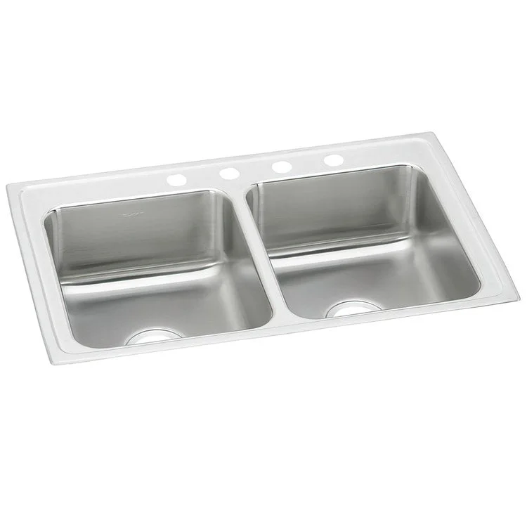 Lustertone Classic 43" Equal Double Bowl Stainless Steel Drop-In Kitchen Sink with 4 Holes