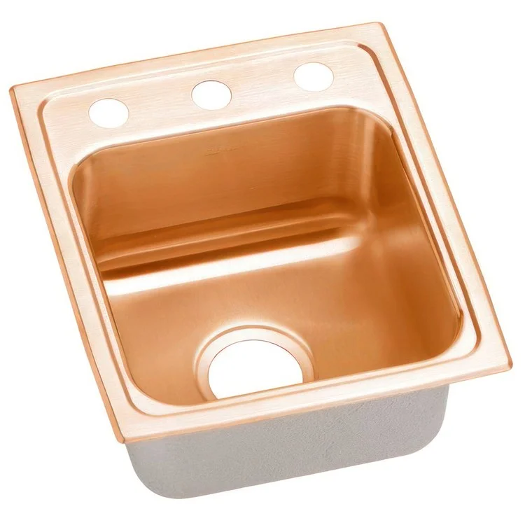 Kitchen Sink 13 x 16 Inch Single Bowl ADA Copper Drop-In Rectangle Drain Location Center Depth 5-1/2 Inch Full Spray Sides and Bottom