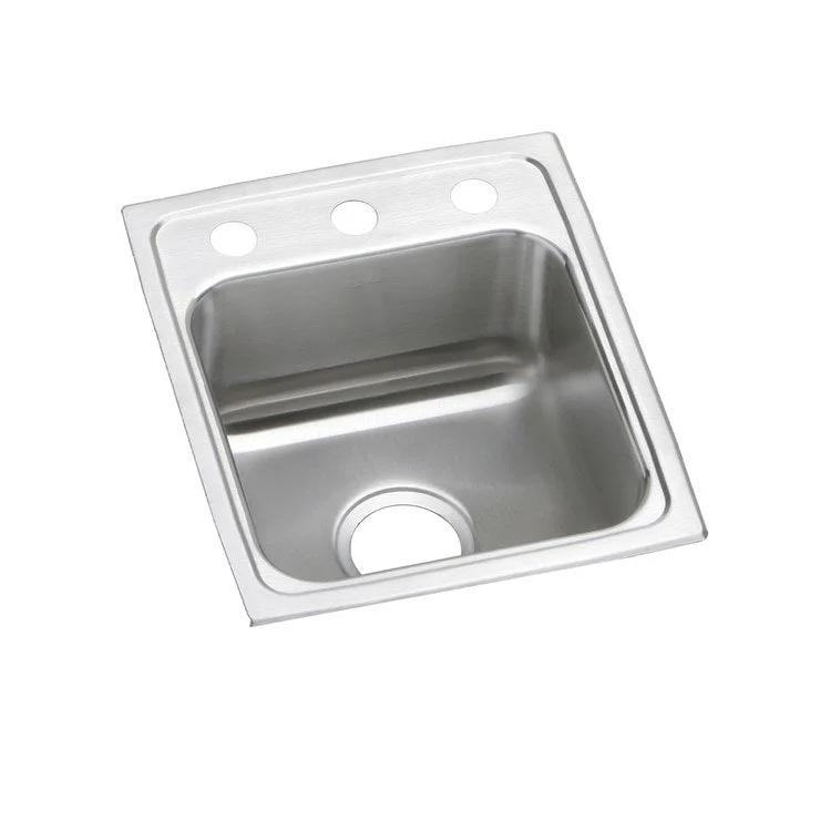 Kitchen Sink Lustertone Classic 13 x 16 Inch Single Bowl MR2 Hole ADA Lustrous Satin Drop-In Square Drain Location Center Depth 5-1/2 Inch Bottom Only Pads