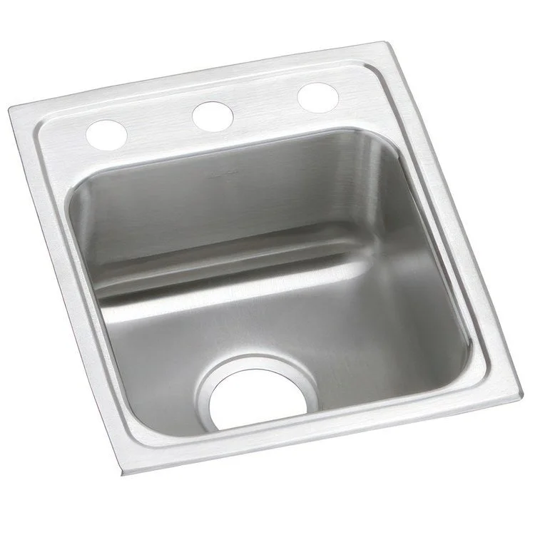 Kitchen Sink Lustertone Classic 13 x 16 Inch Single Bowl ADA Lustrous Satin Drop-In Square Drain Location Center Depth 6 Inch Bottom Only Pads