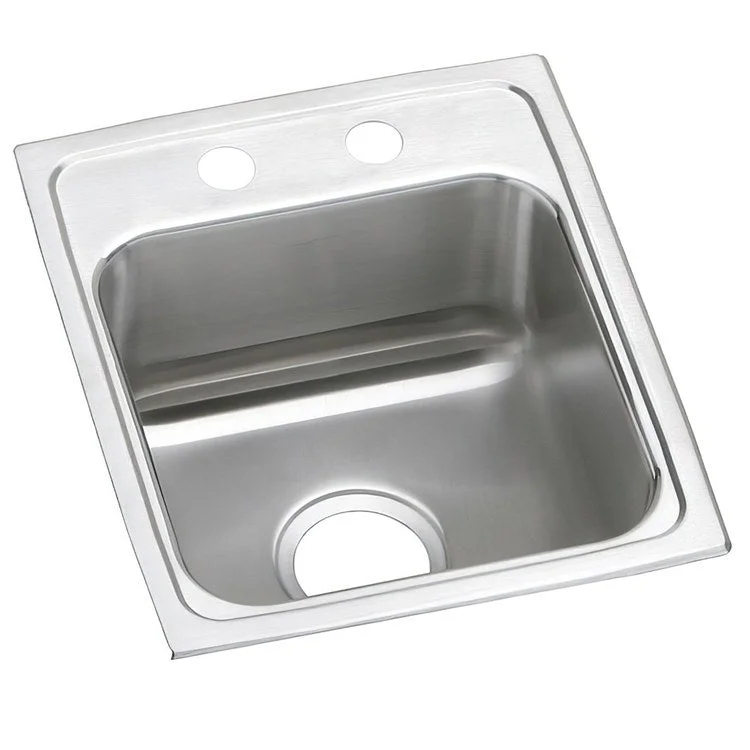 Kitchen Sink Lustertone Classic 15 x 17.5 Inch Single Bowl MR2 Hole ADA Lustrous Satin Drop-In Square Drain Location Center Depth 5-1/2 Inch Bottom Only Pads