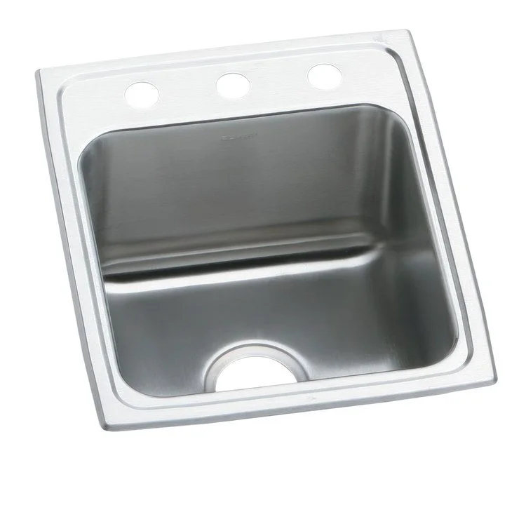 Kitchen Sink Lustertone Classic 15 x 22 Inch Single Bowl 1 Hole ADA Lustrous Satin Drop-In Rectangle Drain Location Rear Center Depth 5 Inch Bottom Only Pads