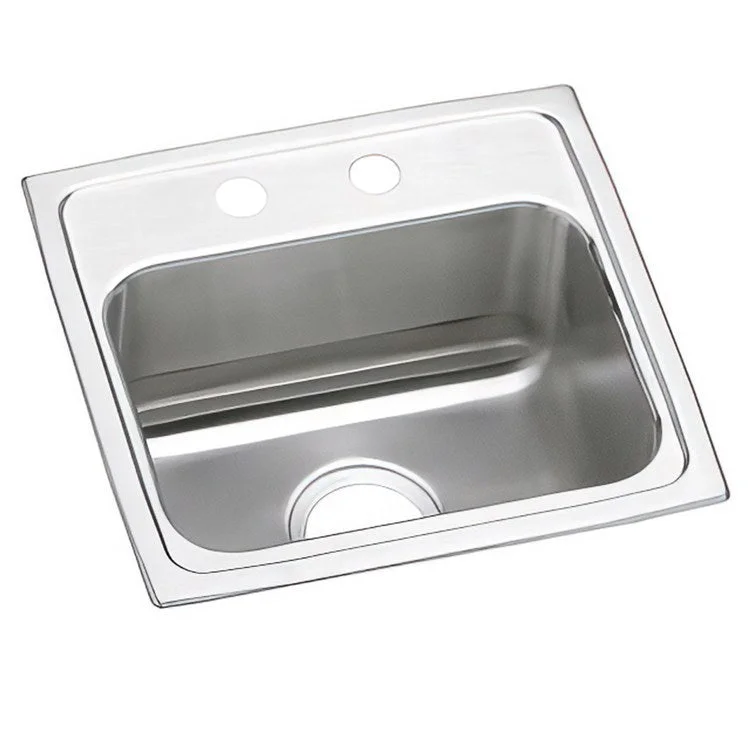 Kitchen Sink Lustertone Classic 17 x 16 Inch Single Bowl MR2 Hole ADA Lustrous Satin Drop-In Rectangle Drain Location Center Depth 4 Inch Bottom Only Pads