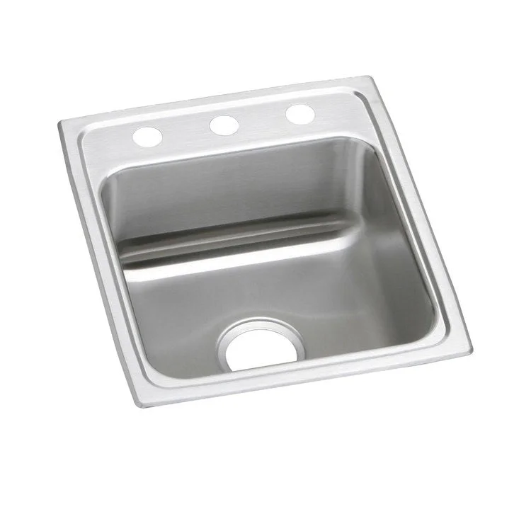 Kitchen Sink Lustertone Classic 17 x 20 Inch Single Bowl 3 Hole ADA Lustrous Satin Drop-In Rectangle Drain Location Rear Center Depth 5 Inch Bottom Only Pads