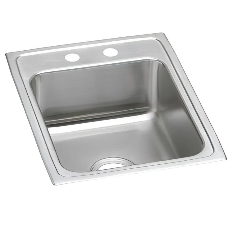 Kitchen Sink Lustertone Classic 17 x 22 Inch Single Bowl MR2 Hole ADA Lustrous Satin Drop-In Rectangle Drain Location Rear Center Depth 5 Inch Bottom Only Pads