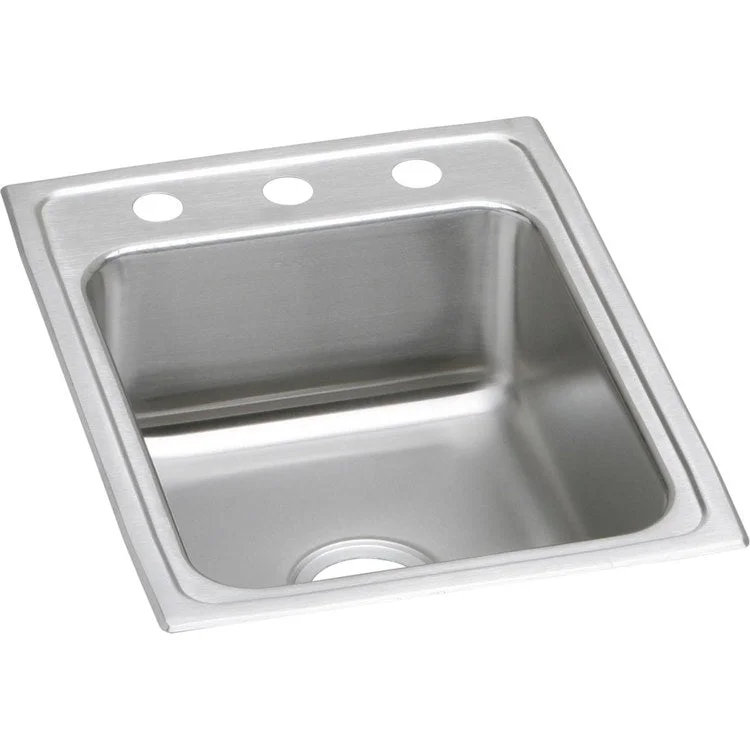 Lustertone Classic 17" Single Bowl ADA Stainless Steel Drop-In Kitchen Sink with 2 Holes